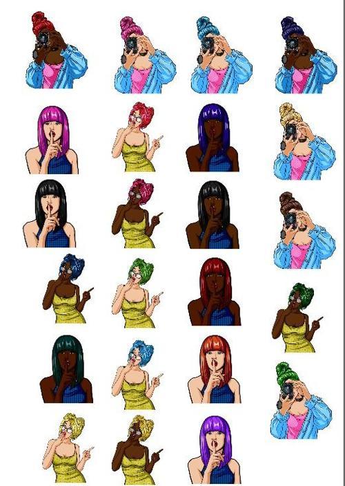 Renkli Kızlar Sticker Set