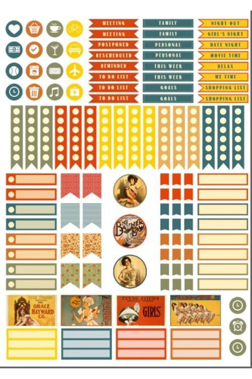Vintage Planlayıcı Sticker Set