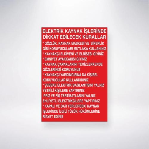 Elektrik Kaynak İşlerinde Dikkat Edilecek Kurallar Sticker 20X28 Cm