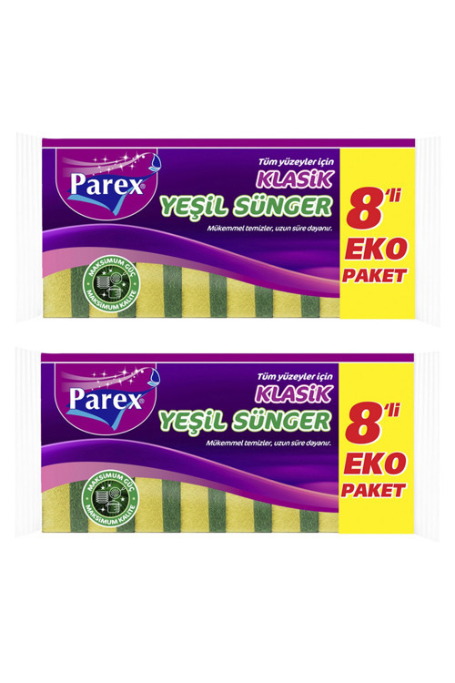 Klasik Yeşil 8'li Düz Sünger İkili Paket