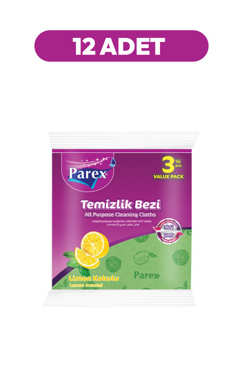 Limon Kokulu 3'lü Temizlik Bezi Onikili Paket
