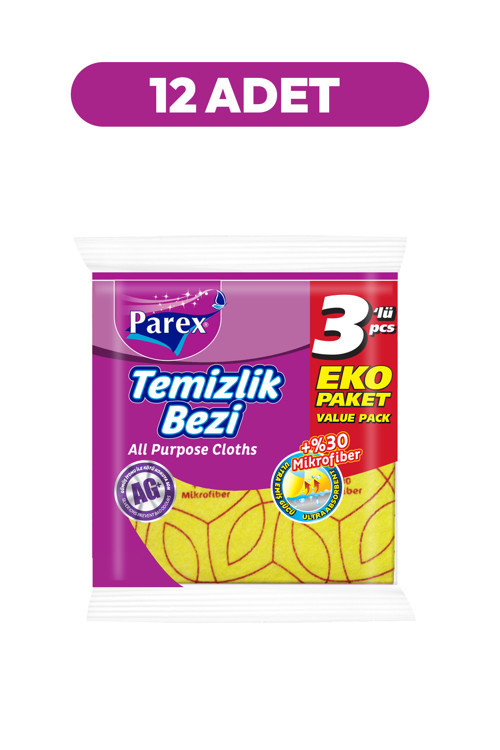 Yüzde 30 3'lü Mikrofiber Temizlik Bezi Onikili Paket