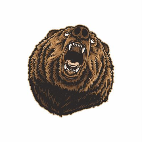 Kükreyen Ayı Sticker 2 10x10 cmRenkli Sticker