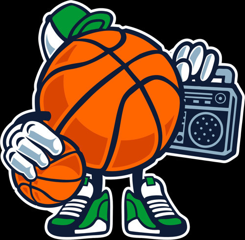 Radyo Dinleyen Basket Topu Sticker 10x10 cmRenkli Sticker