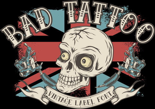 Bad Tattto Kurukafa Sticker 10x10 cmRenkli Sticker