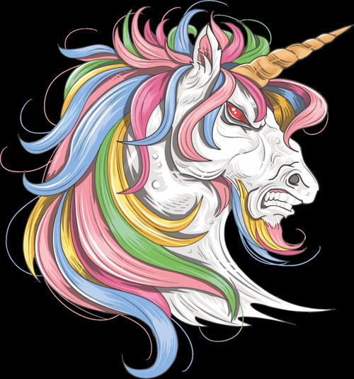 Kızgın Unicorn Sticker 10x10 cmRenkli Sticker