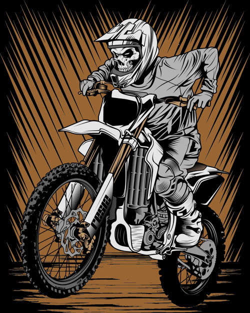 Motor Süren iskelet Sticker 10x10 cmRenkli Sticker