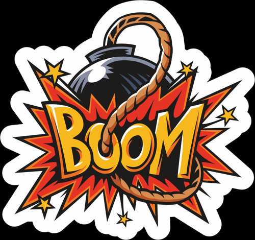 Boom Bomba Sticker 10x10 cmRenkli Sticker