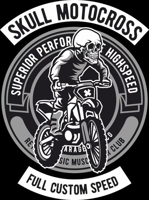 Skull Motocross Sticker 10x10 cmRenkli Sticker