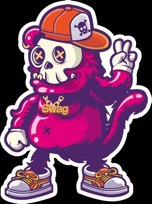 Rapçi Kuru Kafa Sticker 10x10 cmRenkli Sticker