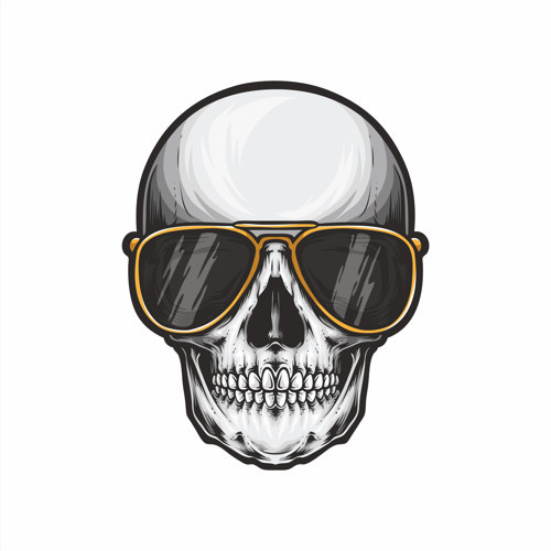Havalı Kurukafa Sticker 10x10 cmRenkli Sticker
