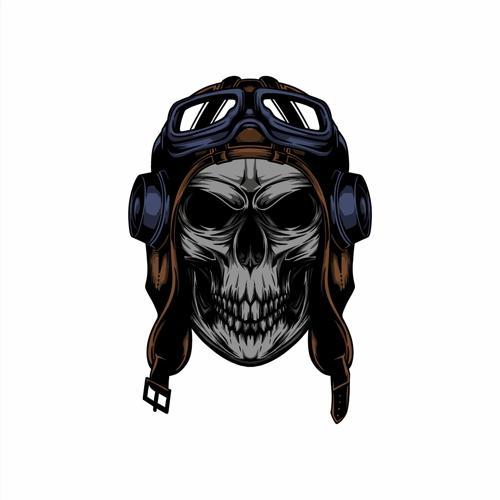 Motorcu Kurukafa Sticker 10x10 cmRenkli Sticker