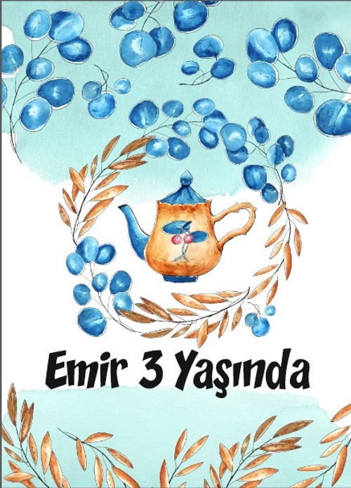 Mavi Pasta Temalı Doğum Günü Afişi 50X70 cm