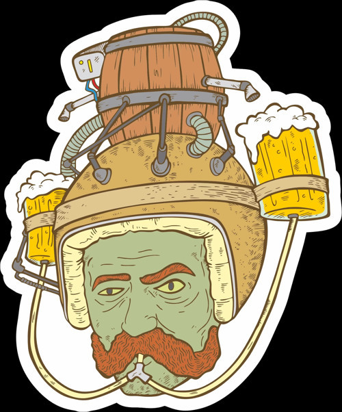 Bira İçen Adam Sticker 10x10 cmRenkli Sticker