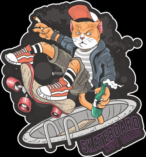 Kızgın Kedi Sticker 10x10 cmRenkli Sticker