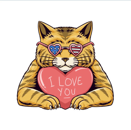 Kalpli Ked 10x10 cm Renkli Sticker