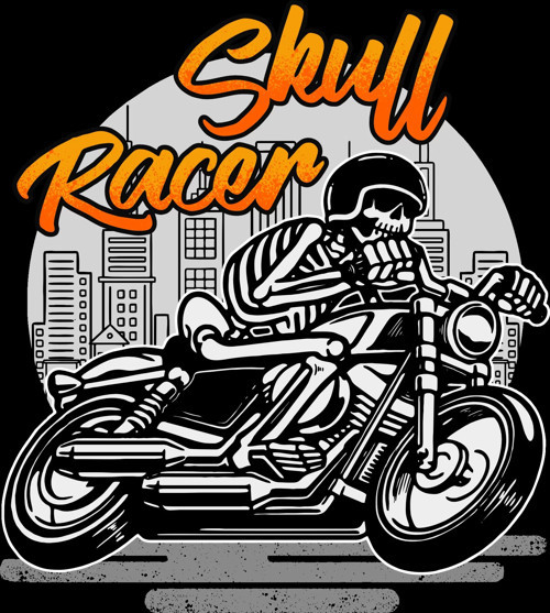 Skull Racer Sticker 10x10 cmRenkli Sticker