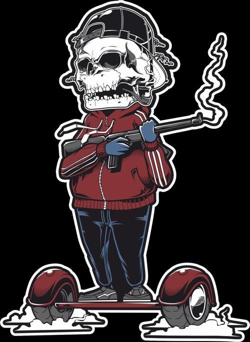 Silahlı Kurukafa Sticker 10x10 cmRenkli Sticker