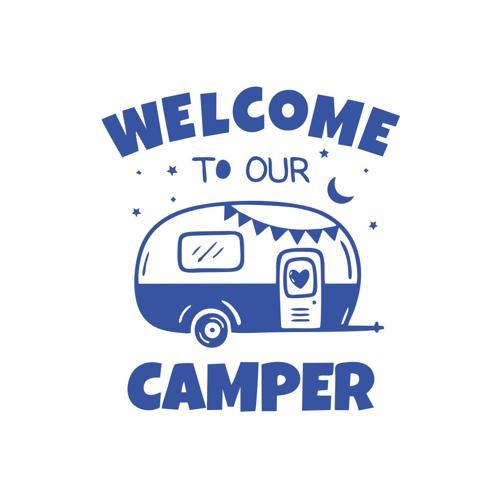 Welcome To Our Camper Sticker 17x17 Cm Mavi