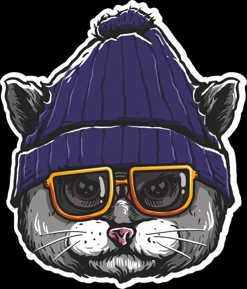 Bereli Kedi Sticker 10x10 cmRenkli Sticker