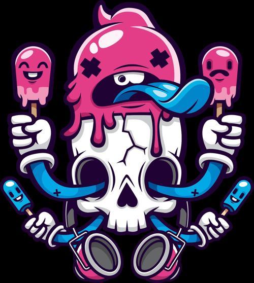 Dondurma Yalayan İskelet Stişcker 10x10 cmRenkli Sticker