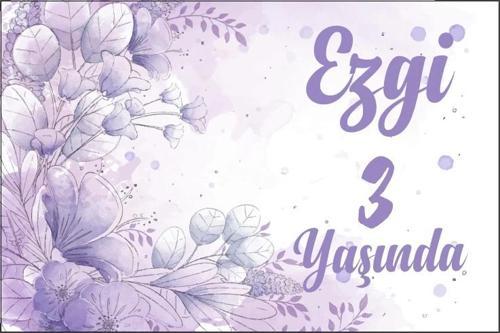 Mor Çiçek Temalı Doğum Günü Afişi 70X100 cm