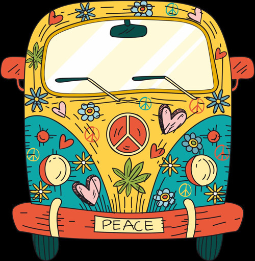 Hippi Karavan Sticker 10x10 cmRenkli Sticker