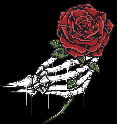 iskelet ve El Sticker 10x10 cmRenkli Sticker