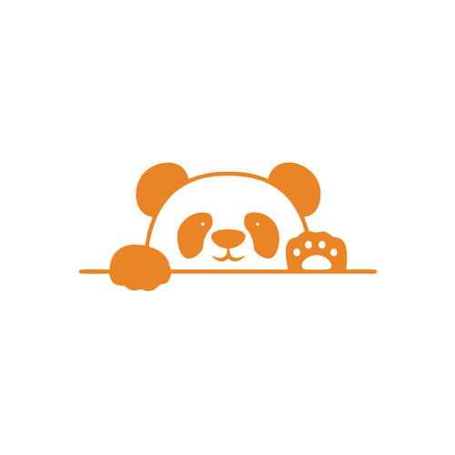 Panda Araba Sticker 17x17 Cm Turuncu