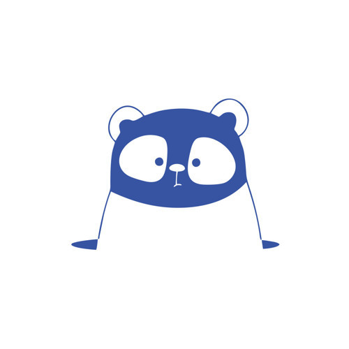 Panda Araba Sticker 17x17 Cm Mavi