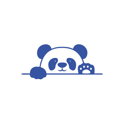 Panda Araba Sticker 17x17 Cm Mavi