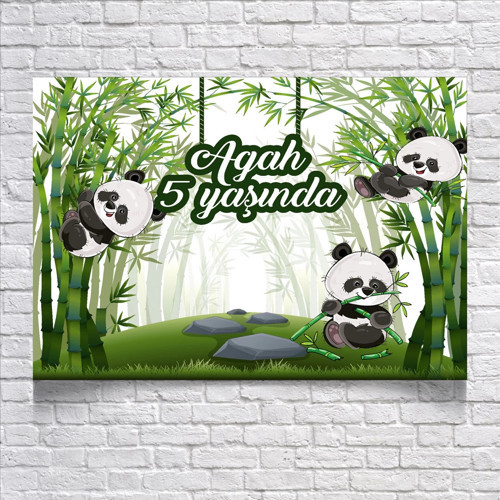 Panda Temalı Doğum Günü Afişi 35X50 cm