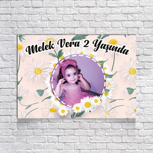 Papatya Temalı Doğum Günü Afişi 100X150 cm