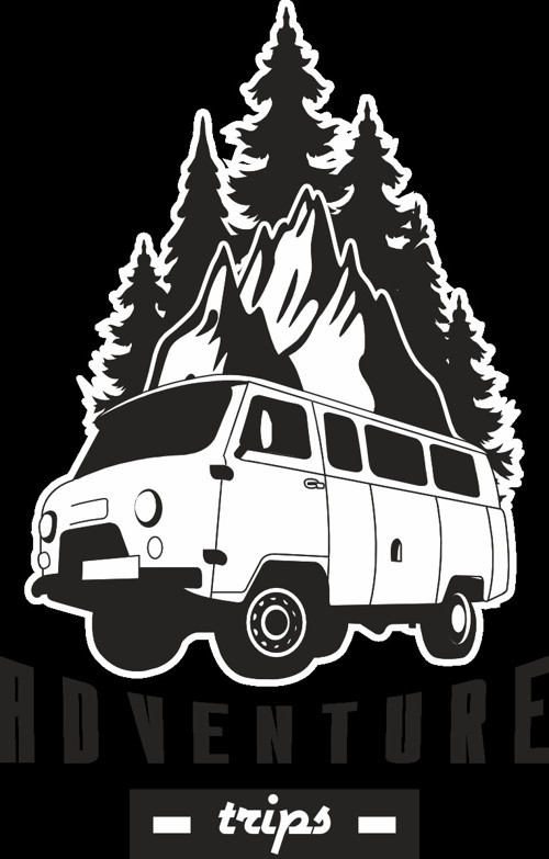 Dağ ve Karavan 2 Sticker 10x10 cmRenkli Sticker