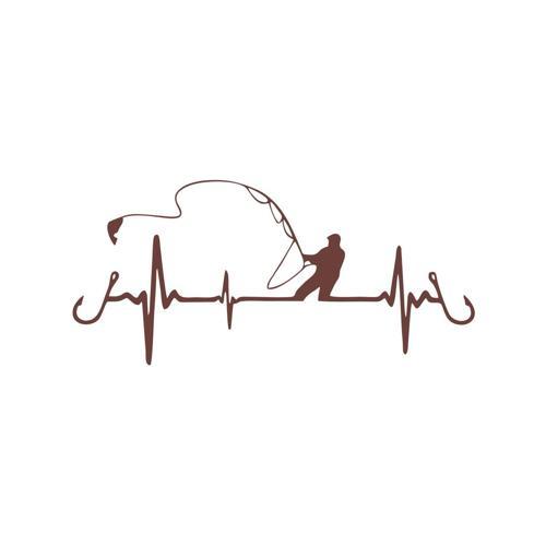 Balıkçılık Araba Sticker 17x17 Cm Kahverengi