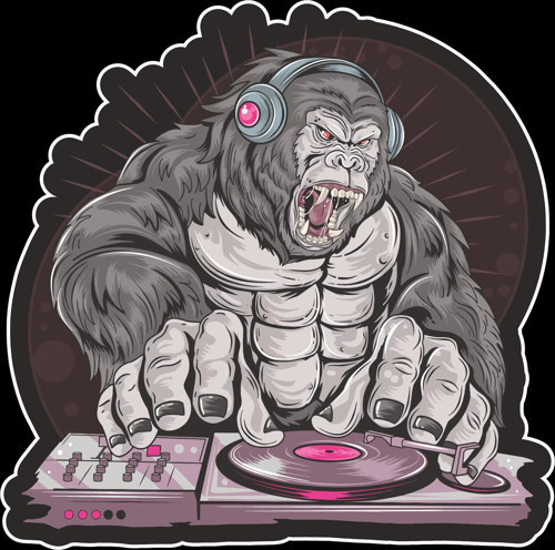 Dj Goril Sticker 10x10 cmRenkli Sticker