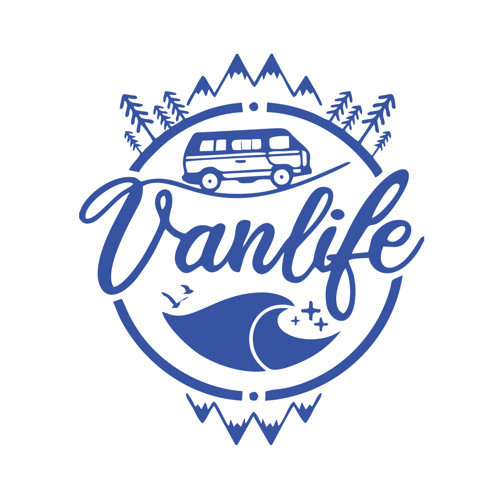 Vanlife Karavan Sticker 17x17 Cm Mavi