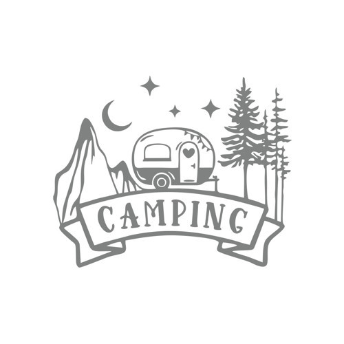 Camping Araba Sticker 17x17 Cm Gri