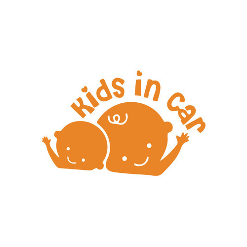 Kids In Car Araba Sticker 17x17 Cm Turuncu