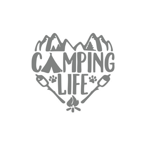Camping Life Araba Sticker 17x17 Cm Gri