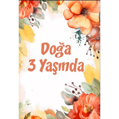 Pembe Çiçekler Temalı Doğum Günü Afişi 35X50 cm