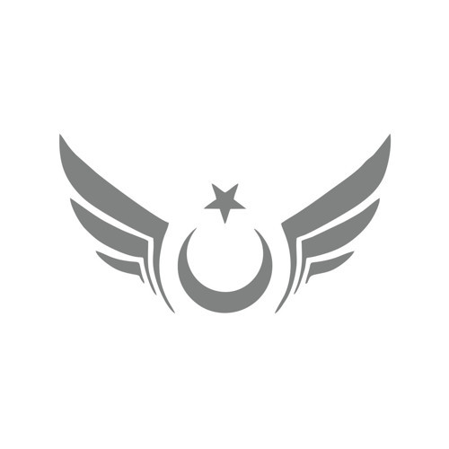 Kanatlı Türk Bayrağı Araba Sticker 17x17 Cm Gri