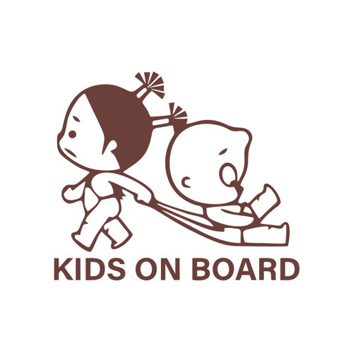 Kids On Board Araba Sticker 17x17 Cm Kahverengi