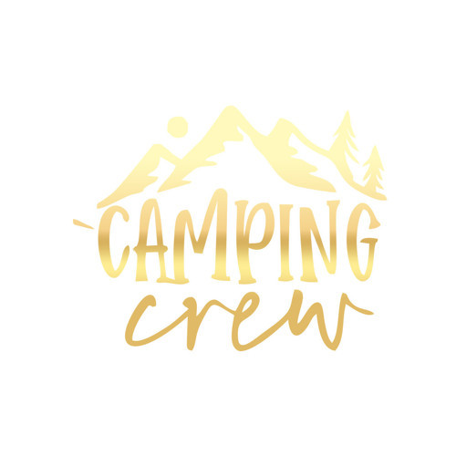Camping Crew Sticker 17x17 Cm Gold