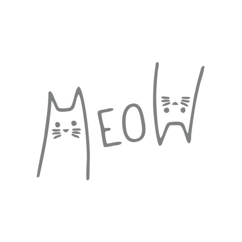 Meow Kedi Sticker 17x17 Cm Gri