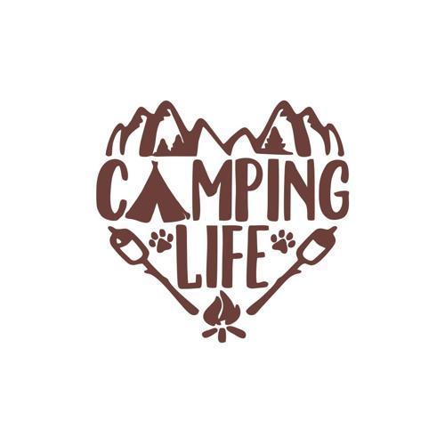 Camping Life Araba Sticker 17x17 Cm Kahverengi