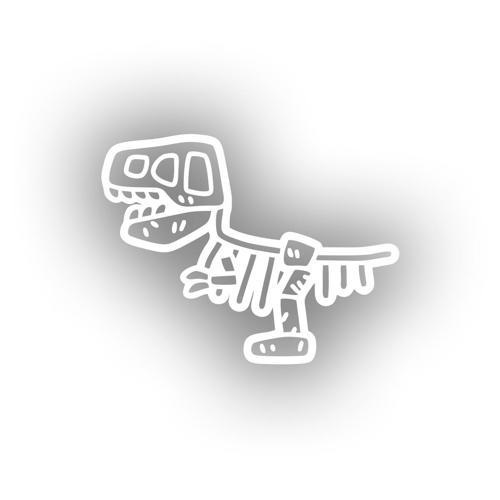 Dinozor Fosil Araba Sticker 17x17 Cm Beyaz