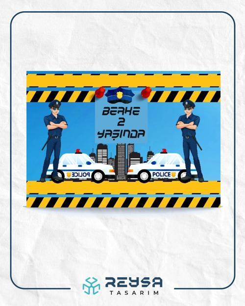 Polis Temalı Doğum Günü Afişi 35X50 cm