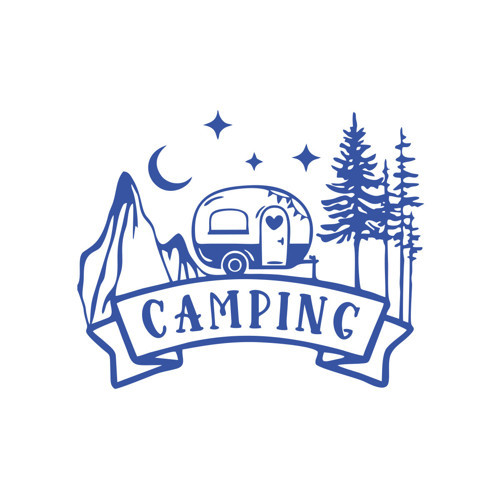 Camping Araba Sticker 17x17 Cm Mavi