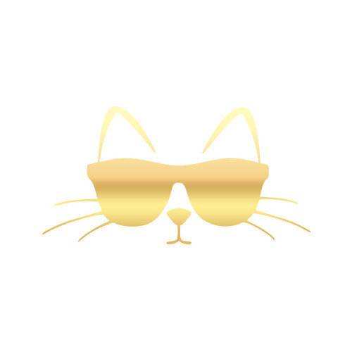 Güneş Gözlüğü Takan Kedi Araba Sticker 17x17 Cm Gold